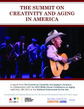 Cover of a research report, an image of an older man on stage playing guitar.